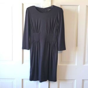BCBG MAXAZRIA CHARCOAL GRAY KNIT DRESS SIZE SMALL WOOL BLEND 3/4 SLEEVE OFFICE